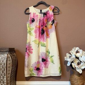 LOFT Floral Mini Dress - Pink, Green, Cream